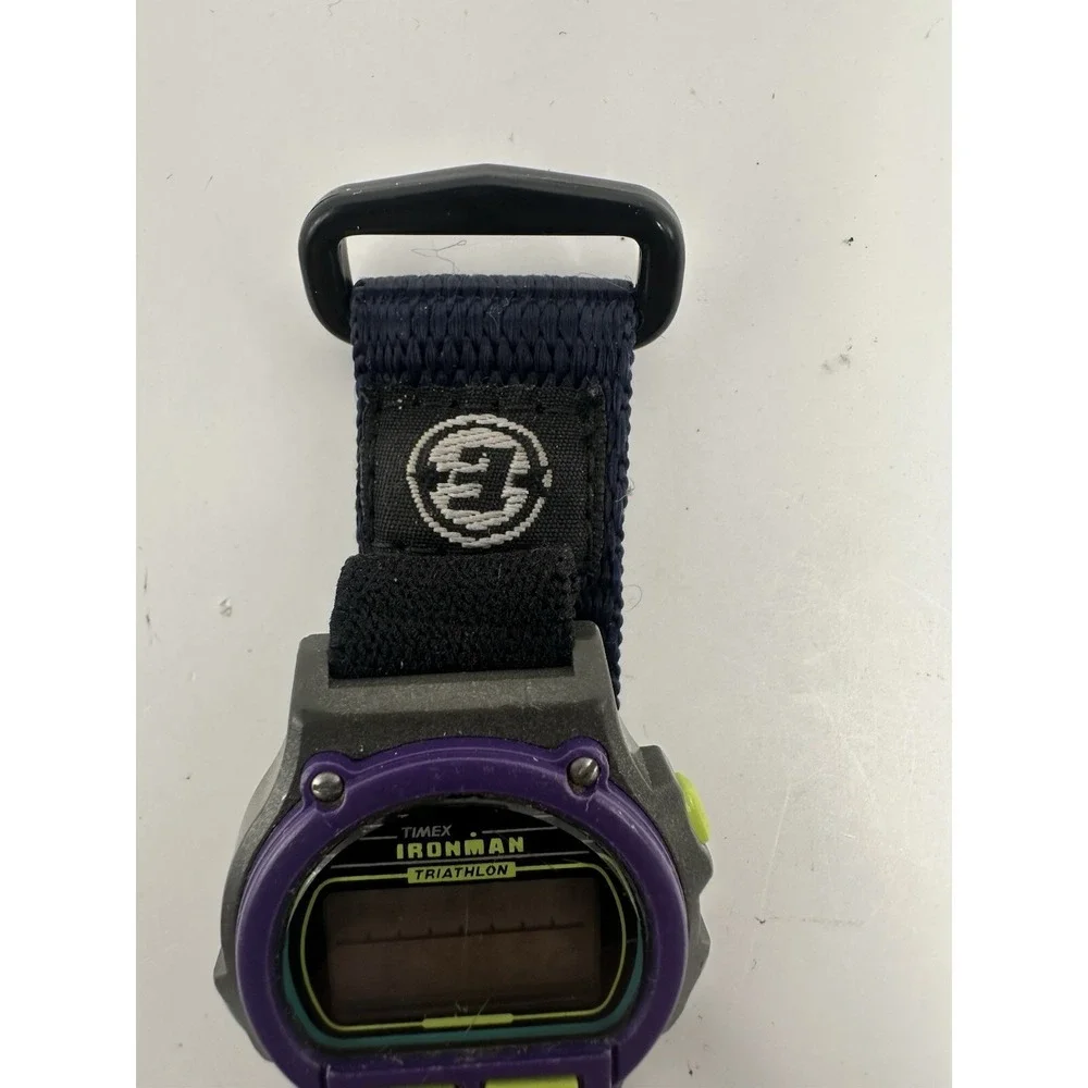 Timex 760 D7 Ladies Watch 1996 90's New Battery 8 Lap Purple Bezel 32MM 7.5